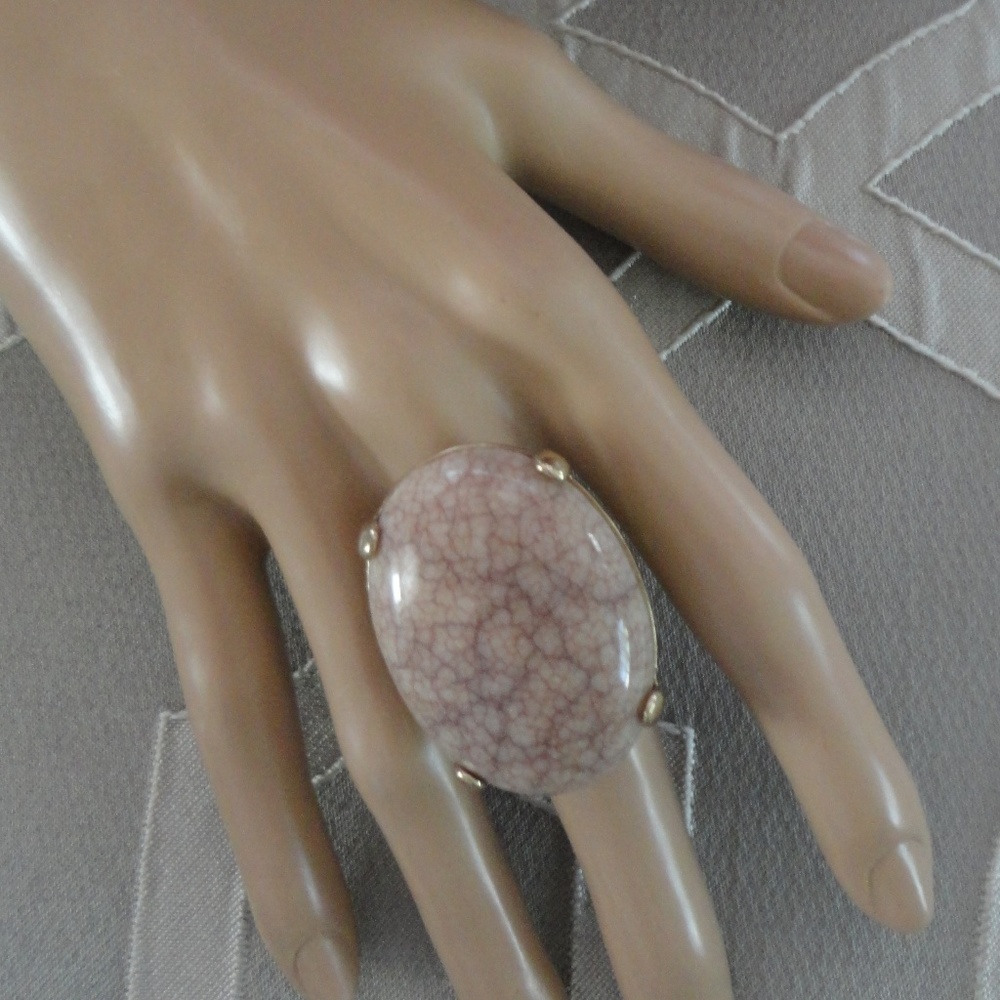 Marbled Taupe Statement Ring